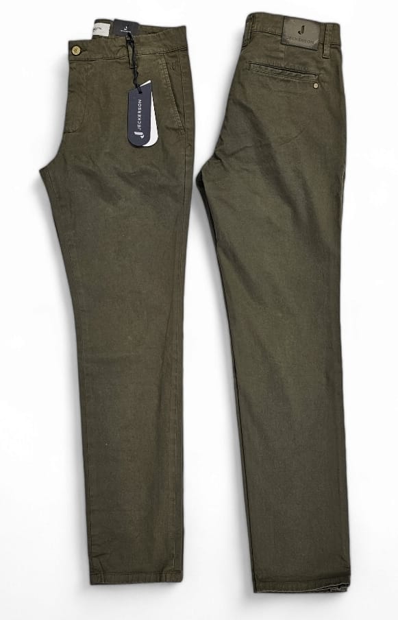 JECKERSON PANTALONE UOMO SLIM JACK CHINO VERDE MILITARE