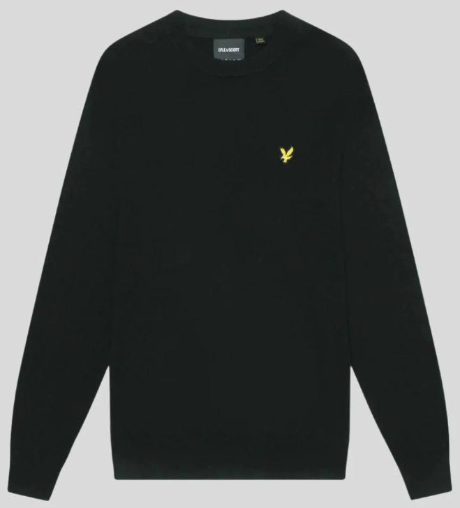 LYLE&SCOTT GIROCOLLO UOMO COTTON MERINO CREW NECK JUMPER JET BLACK