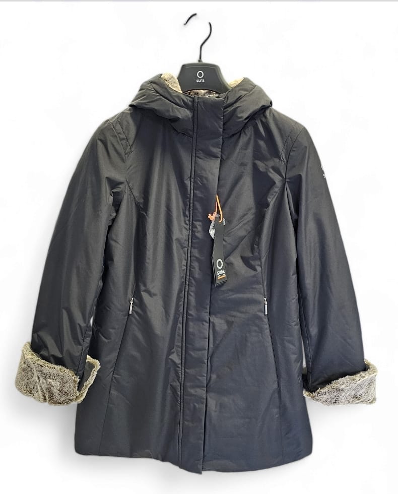 SUNS BOARDS PARKA DONNA CON PELLICCIA MARMOLADA FUR NERO